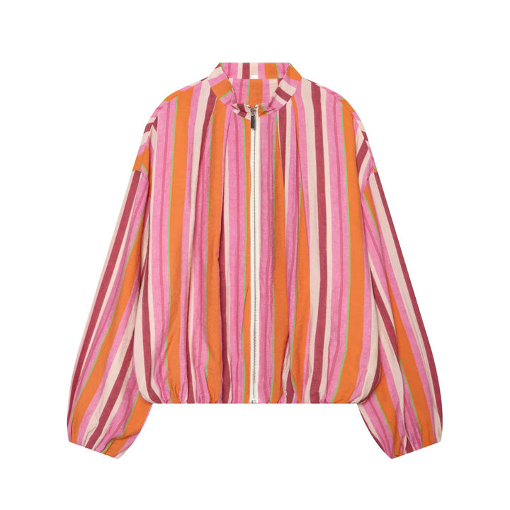 Damen Cropped Oversize‑Bomberjacke mit Stehkragen und Ballonärmeln Drune