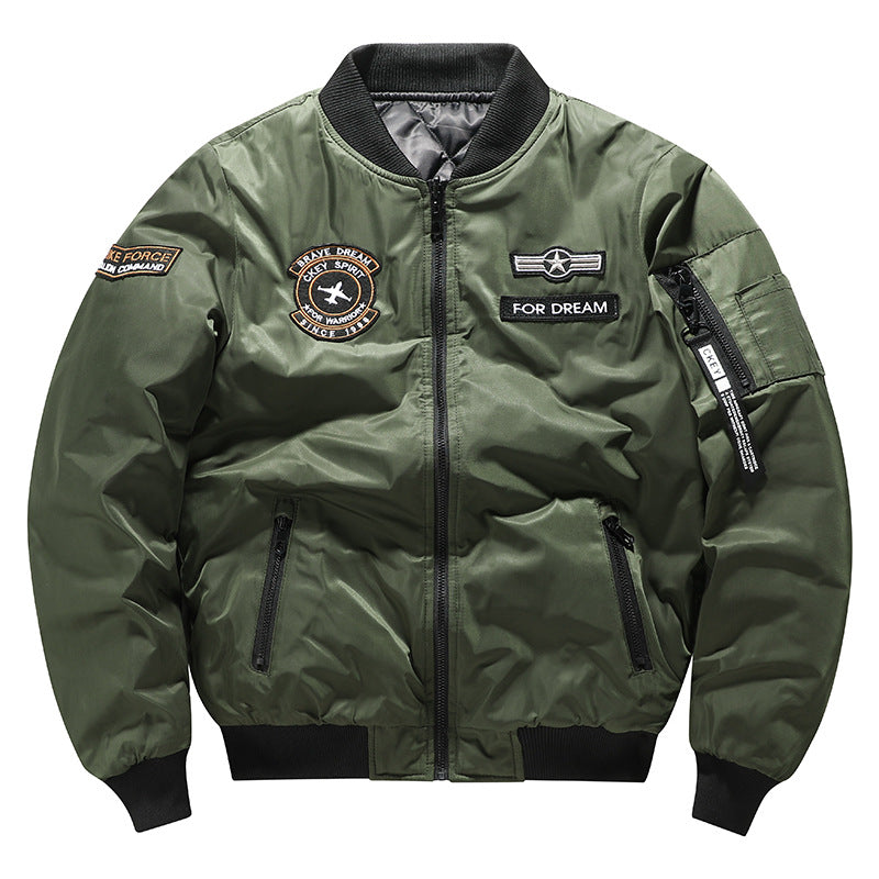 Herren  bestickte Flugzeugwappen isolierte Nylon Bomberjacke mit Ärmel Utility-Tasche Drune