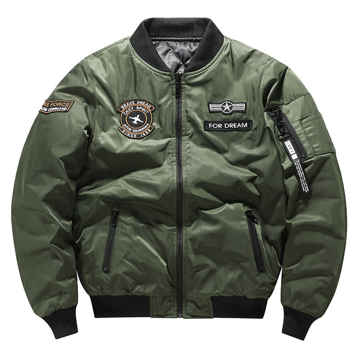 Herren  bestickte Flugzeugwappen isolierte Nylon Bomberjacke mit Ärmel Utility-Tasche Drune