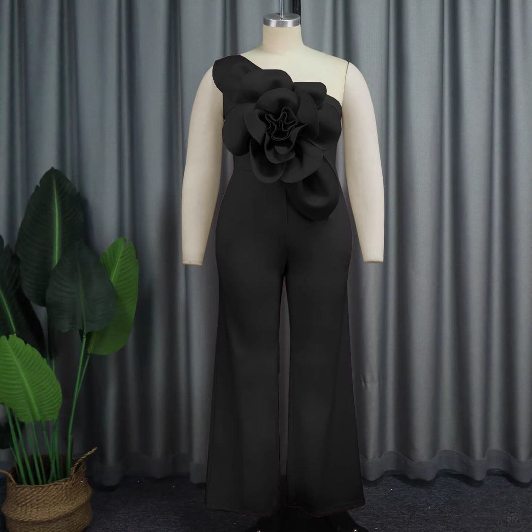 Damen eleganter Jumpsuit mit einzigartiger Blumenapplikation Drune