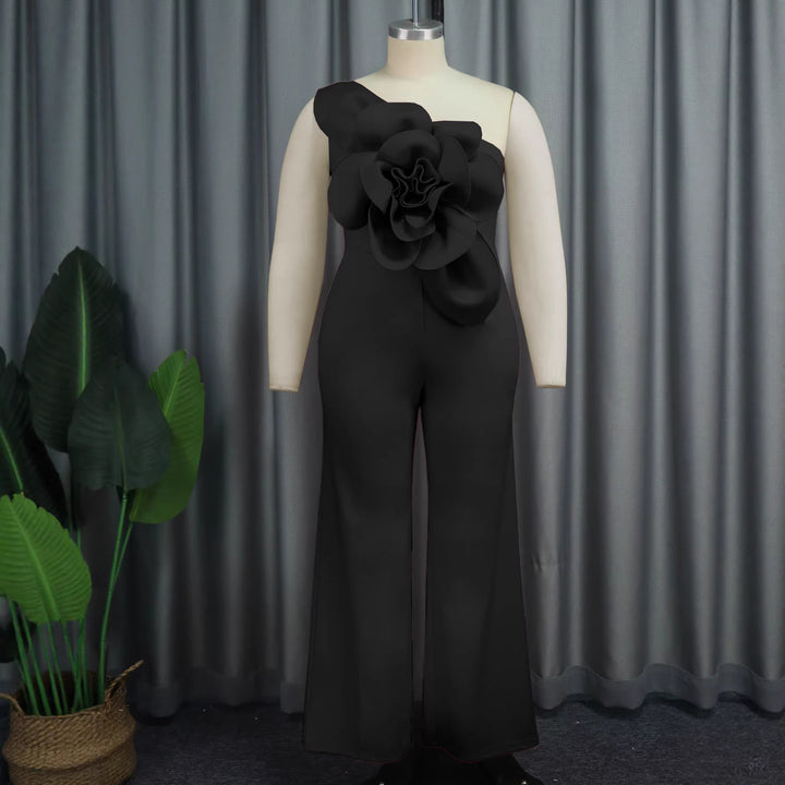 Damen eleganter Jumpsuit mit einzigartiger Blumenapplikation Drune