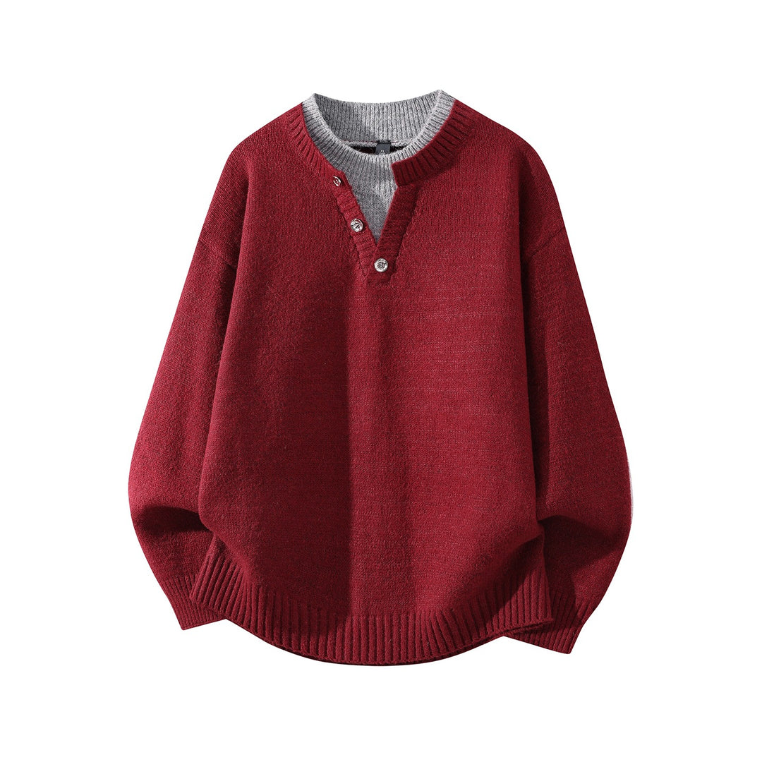 Damen Oversize-Strickpullover mit Henley‑Halbknopfkragen und geripptem Saum Drune