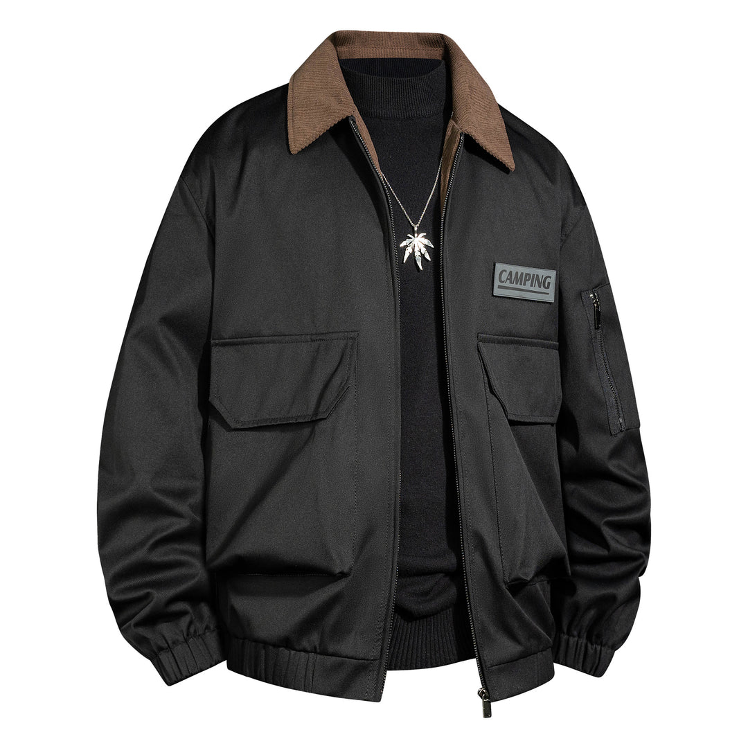 Herren Outdoor-Bomberjacke mit Cordkragen und Multifunktionstaschen Drune