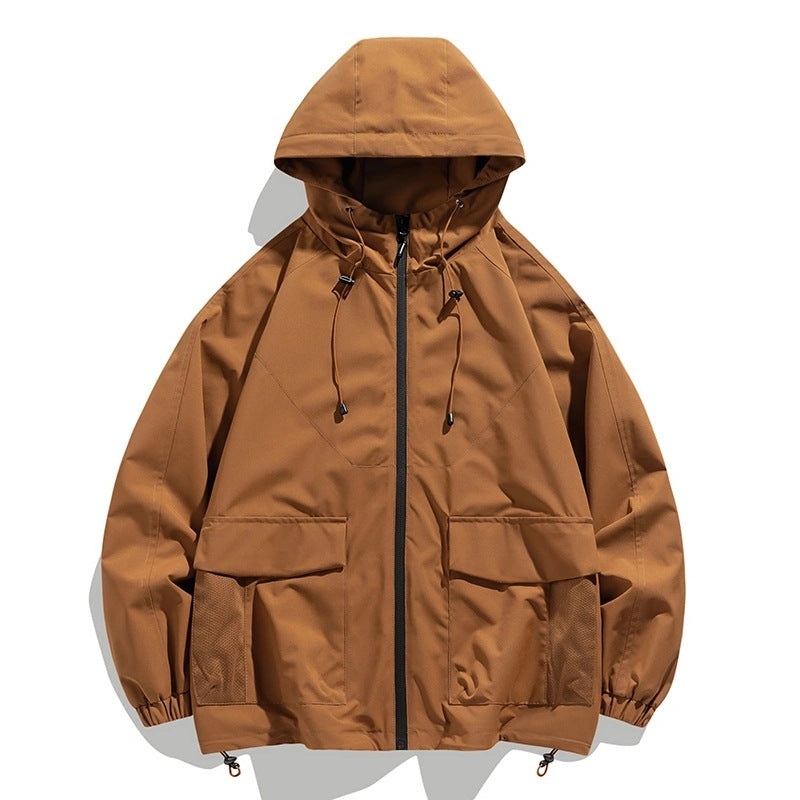 Herren Oversize Utility-Softshelljacke mit Kapuze, aufgesetzten Taschen & verstellbarem Saum Drune