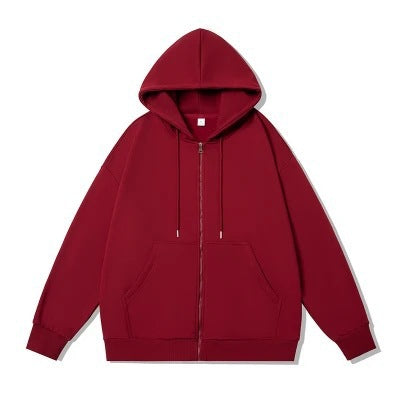 Unisex oversized Kapuzenjacke mit ausladendem Schulterschnitt, durchgehendem Reißverschluss und French-Terry Drune