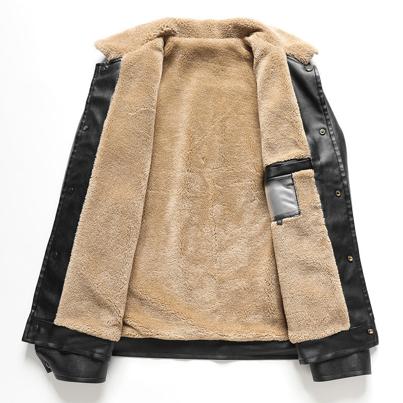 Herren Kunstlederjacke mit Teddyfutter Drune