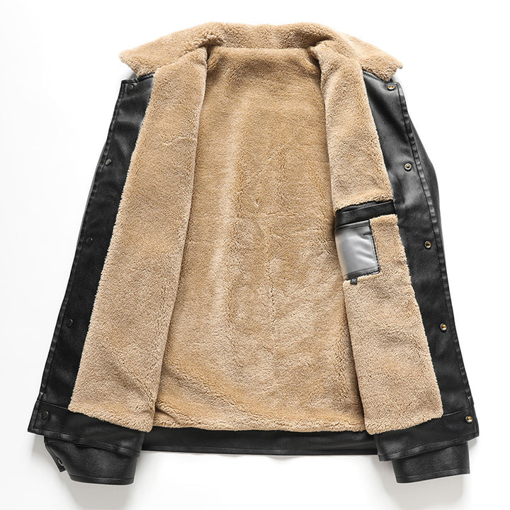 Herren Kunstlederjacke mit Teddyfutter Drune