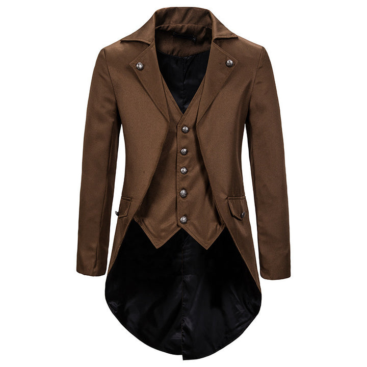Herren eleganter Anzugmantel mit asymmetrischem Schnitt und feinen Details Drune