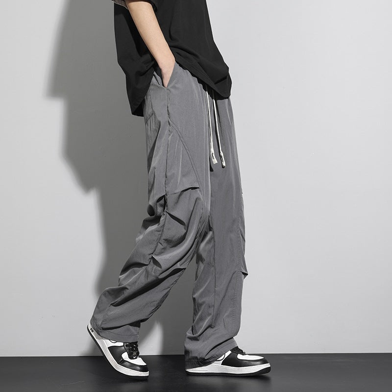 Herren Utility-Cargo-Loungehose mit Tunnelzugbund, Mehrfachtaschen & weitem Bein Drune