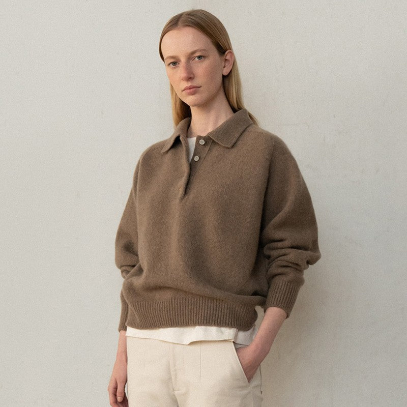 Damen Poloshirt aus hochwertigem Kaschmir-Mix mit modernem Schnitt Drune