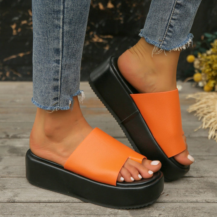 Damen moderne Plattform-Pantoletten mit offenem Zehenbereich und stylischem Design Drune