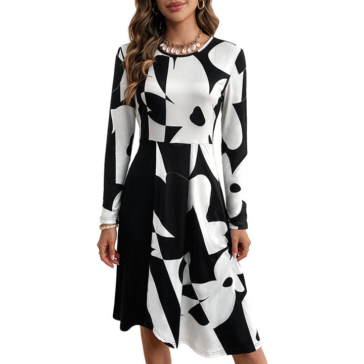 Damen Elegantes floral gemustertes Midi-Kleid Drune