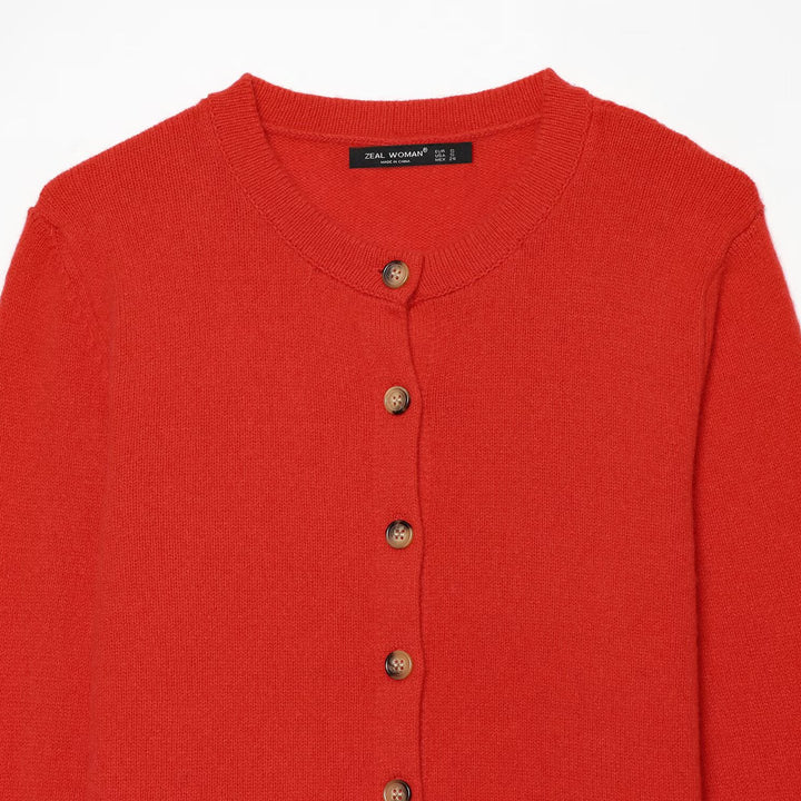 Damen Feinstrick-Cardigan mit Rundhalsausschnitt und durchgehender Knopfleiste Drune