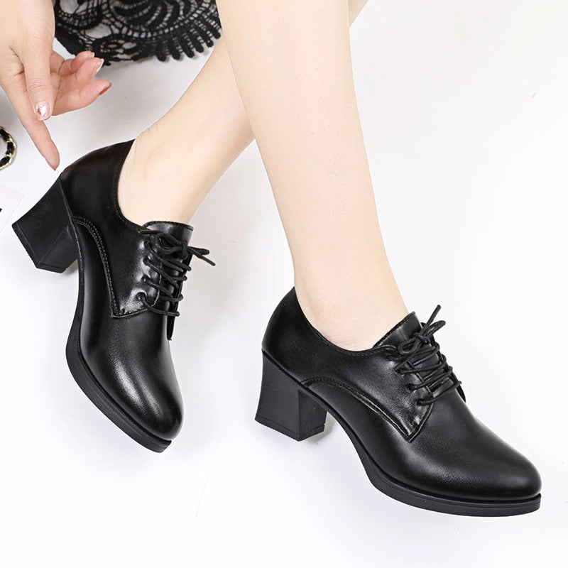 Damen elegante Schnürschuhe mit komfortablem Blockabsatz und klassischem Schnitt Drune