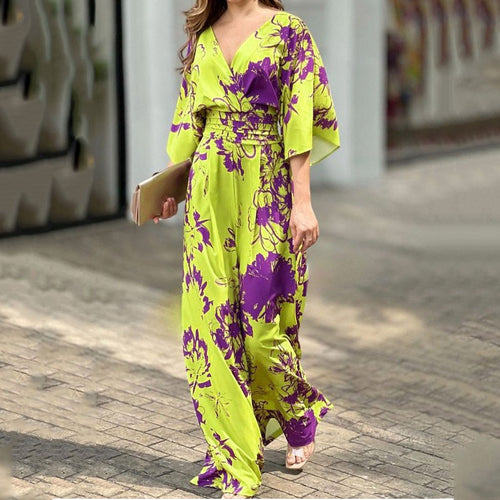Damen Jumpsuit mit floralem Design und voluminösen Ärmeln Drune