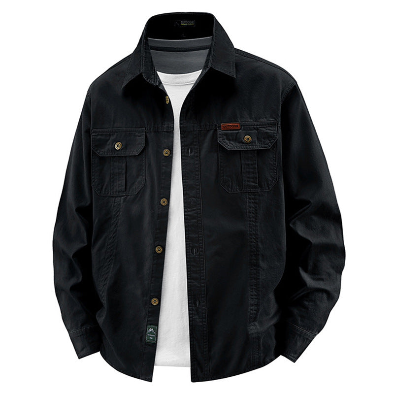 Herren  leichte Baumwolle Utility Overshirt mit Klappbrusttaschen Drune