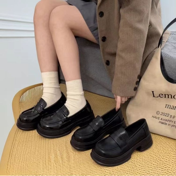 Damen Chunky Mokassins mit integriertem Socken-Design und glänzendem Obermaterial Drune