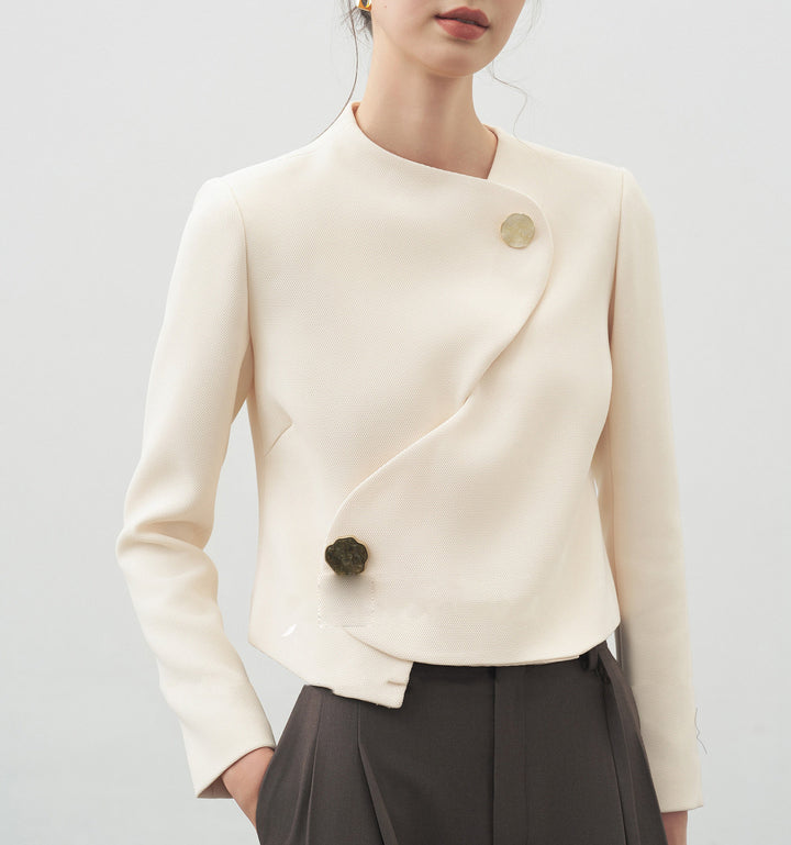 Damen Elegante cropped Blazerjacke mit asymmetrischem Schnitt Drune