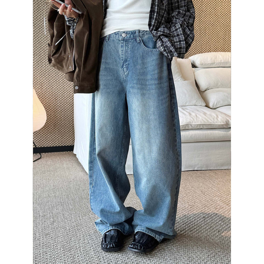 Damen Weite Cordhose mit hoher Taille und weitem Bein Drune