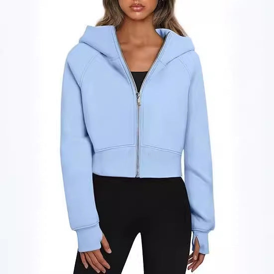 Damen cropped Kapuzenjacke mit Reißverschluss Drune