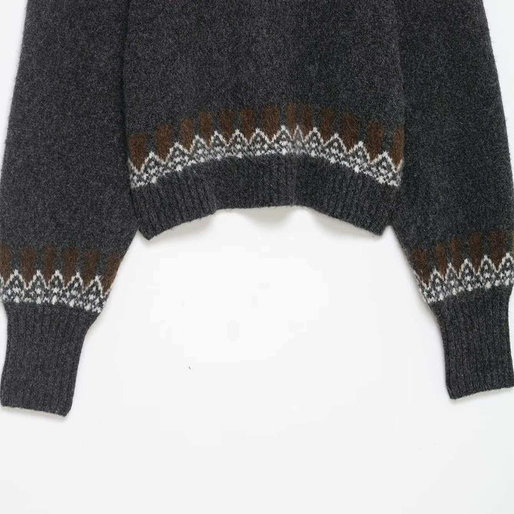Damen Strickpullover mit modernem Norwegermuster und weitem Schnitt Drune