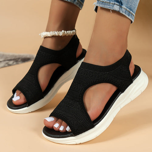 Damen Bequeme Offen-Toe-Sandalen mit elastischem Obermaterial und rutschfester Sohle Drune