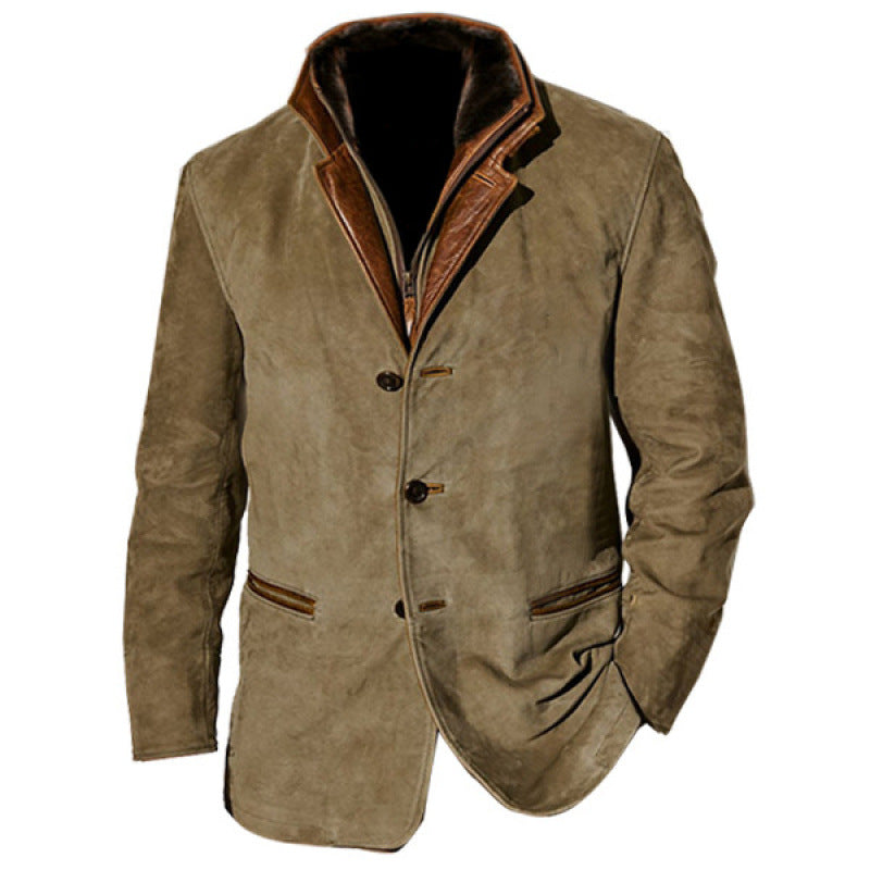 Herren Wildleder-Sakko mit herausnehmbarer Leder-Innenweste Drune