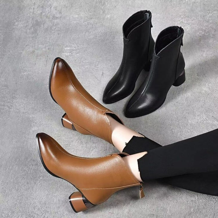 Damen Elegante Ankle Boots mit Glanz-Detail Drune