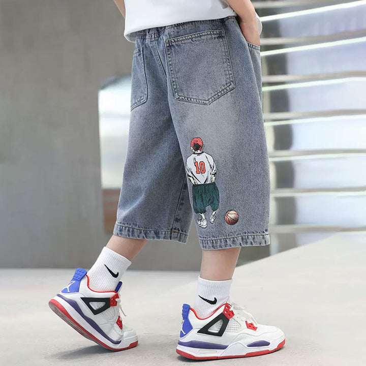 Jungen Basketball Shorts mit coolem Comic-Print Drune