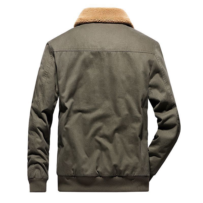 Herren Thermo-Canvasfliegerjacke mit durchgehendem Sherpa-Innenfutter und Pattentaschen Drune