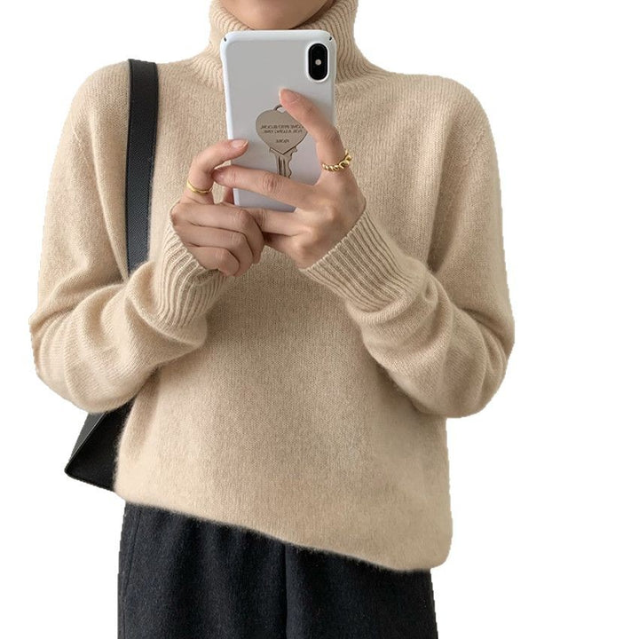 Damen Flauschiger Rollkragenpullover aus Wollmix mit gerippten Bündchen Drune