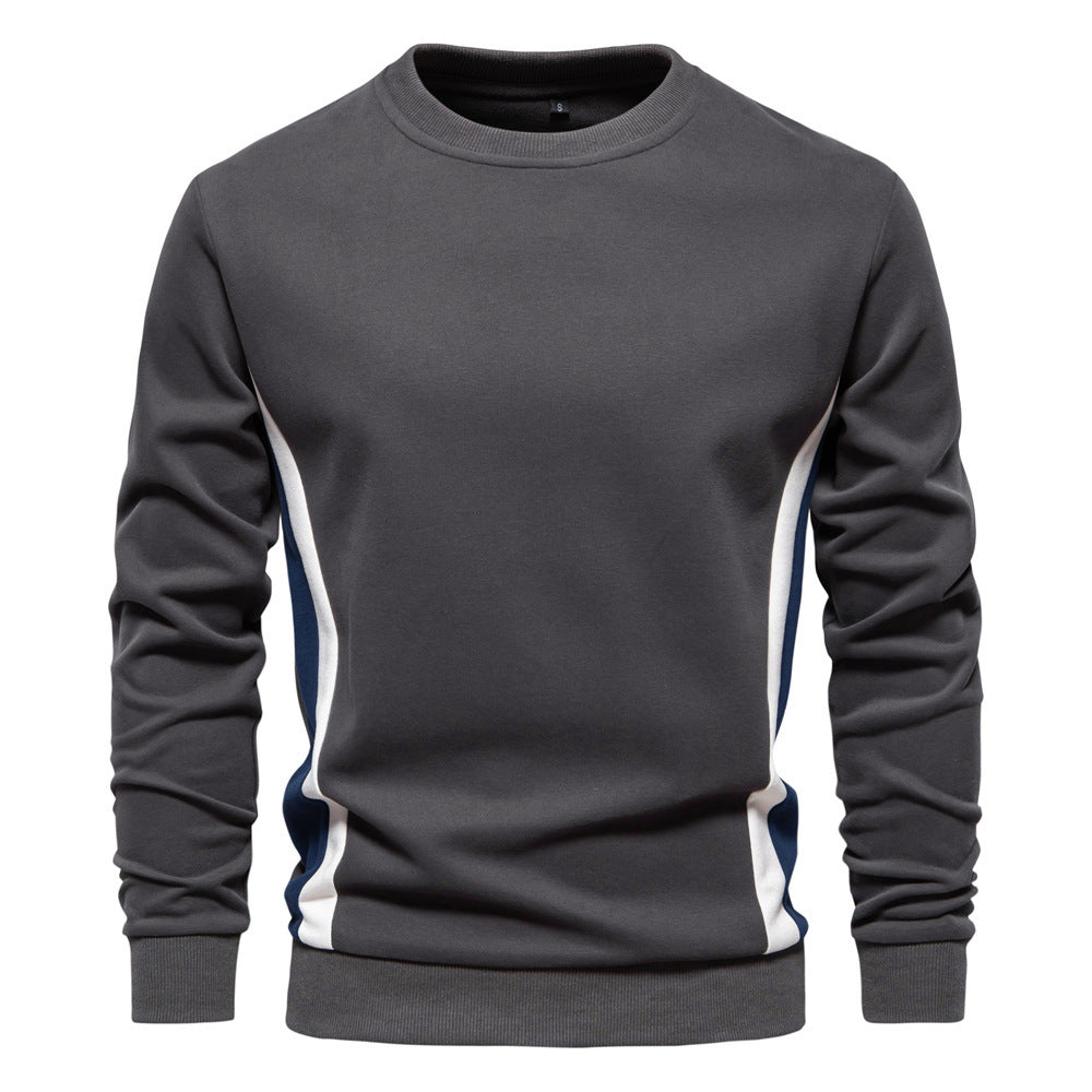 Herren nan Rundhals-Sweatshirt aus Baumwollmix mit seitlicher Kontrastpaspel und schmaler Silhouette Drune