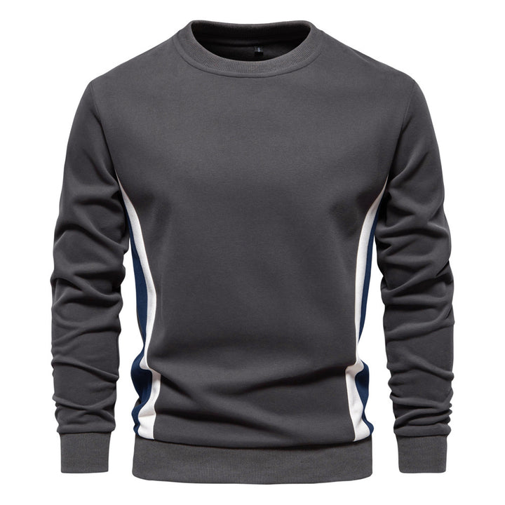 Herren nan Rundhals-Sweatshirt aus Baumwollmix mit seitlicher Kontrastpaspel und schmaler Silhouette Drune