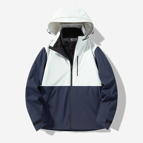 Herren Wasserdichte technische Softshell-Hybridjacke mit integriertem Fleecefutter und verstellbarer Kapuze Drune