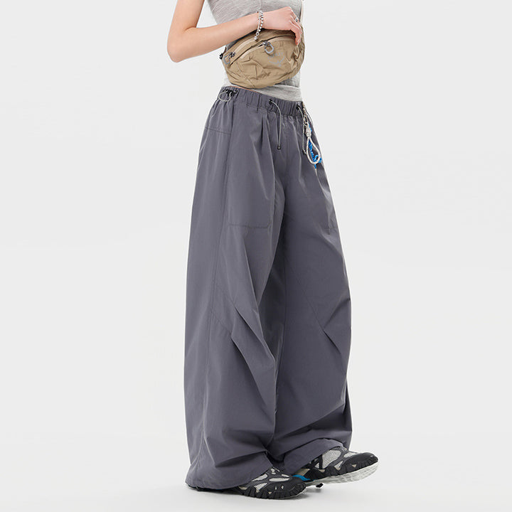 Damen weite technische Cargohose mit Kordelzugbund Drune