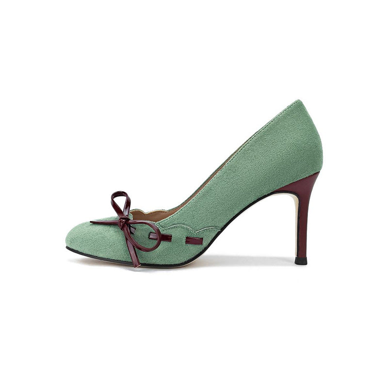 Damen Elegante Wildleder-Pumps mit Schleifenapplikation und sculpted Stiletto-Absatz Drune