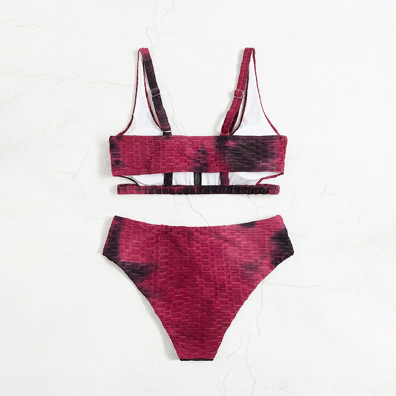 Damen Bikiniset mit Reißverschluss und strukturiertem Design Drune