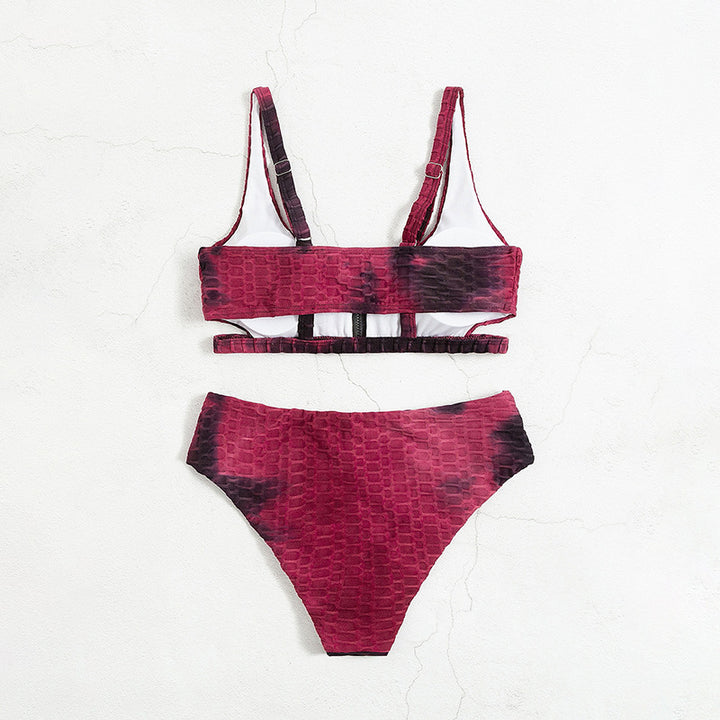 Damen Bikiniset mit Reißverschluss und strukturiertem Design Drune