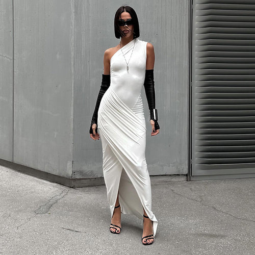 Damen Elegantes Wickel-Maxikleid mit asymmetrischem Schnitt und Rüschendetails Drune