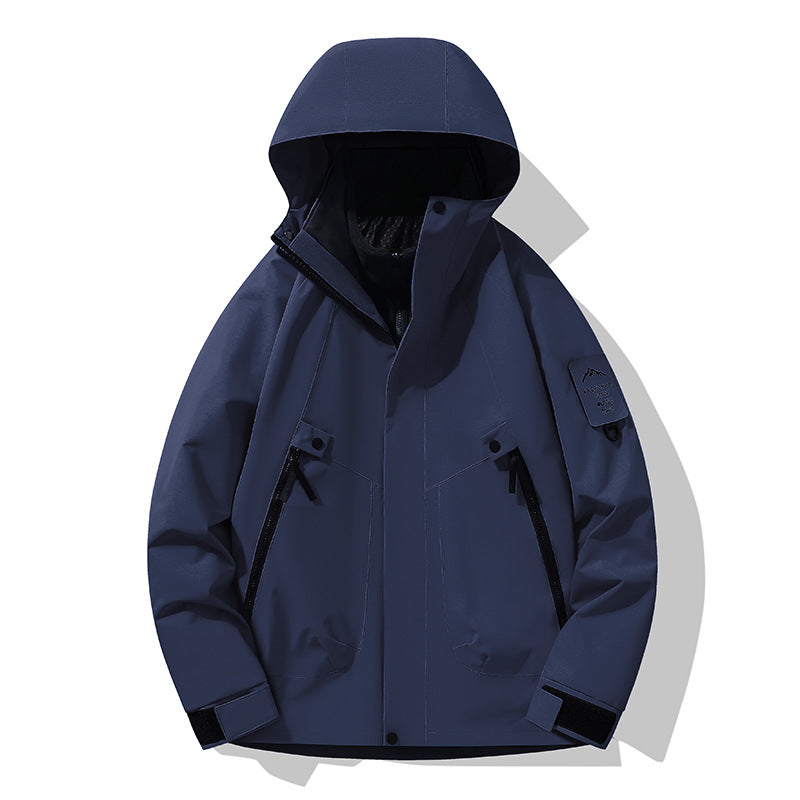 Unisex Wasserdichte, atmungsaktive Hardshell-Outdoorjacke mit Kapuze Drune