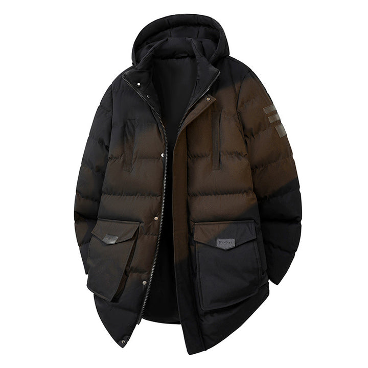 Herren Wattierter Parka im Duffle‑Stil mit Kapuze und großen Pattentaschen Drune