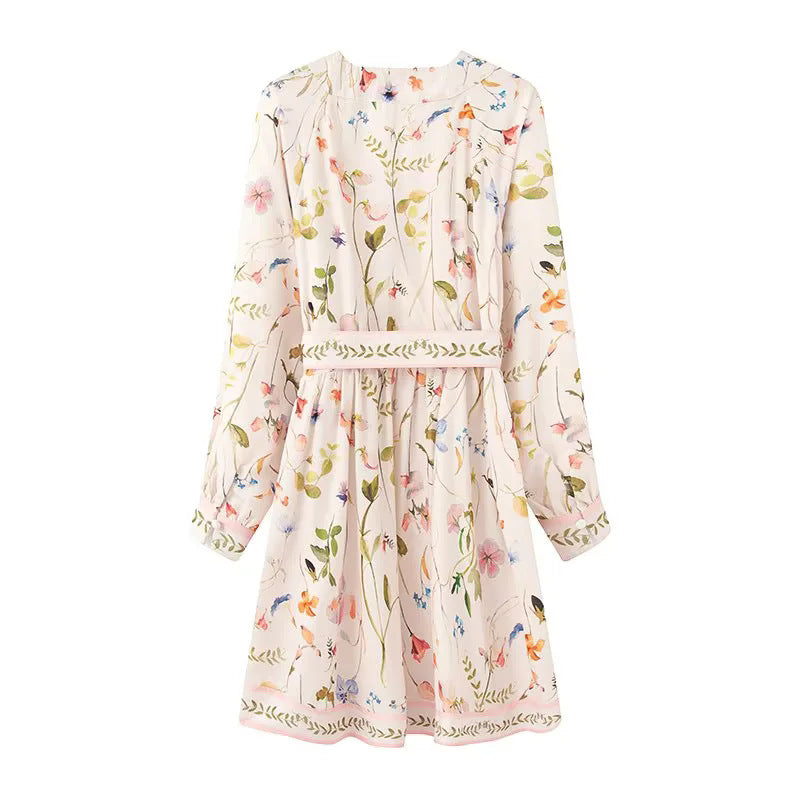 Damen Kimono-Robe mit floralem Muster und Taillengürtel Drune
