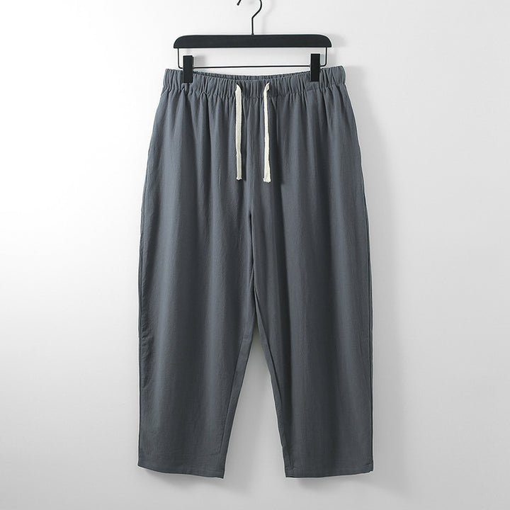 Unisex Leichte Baumwoll-Leinen Freizeithose mit elastischem Bund und Tunnelzug Drune