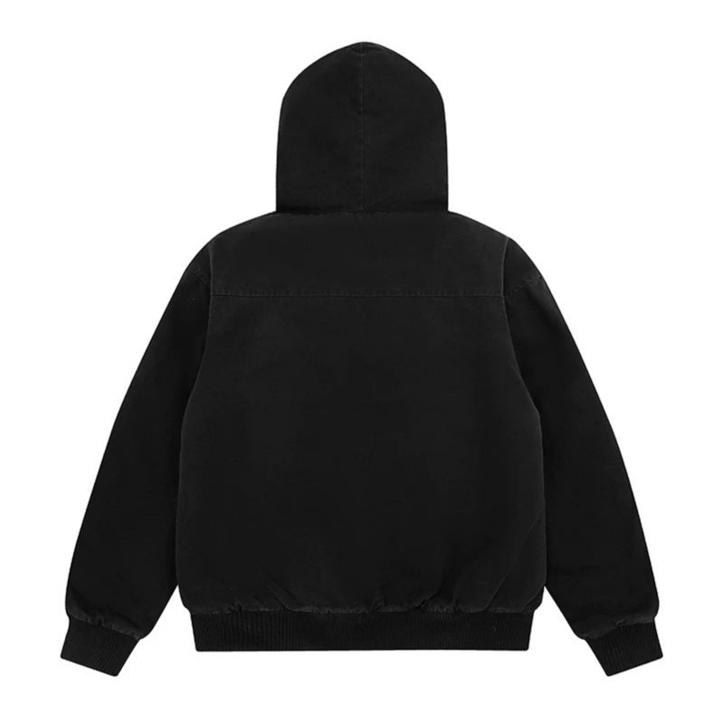 Damen wattierte Kapuzenjacke mit kunstfellfutter, Cargo‑Taschen und elastischen Bündchen Drune