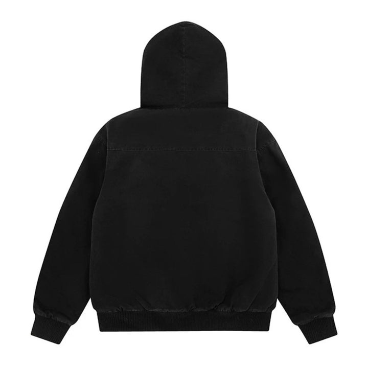 Damen wattierte Kapuzenjacke mit kunstfellfutter, Cargo‑Taschen und elastischen Bündchen Drune