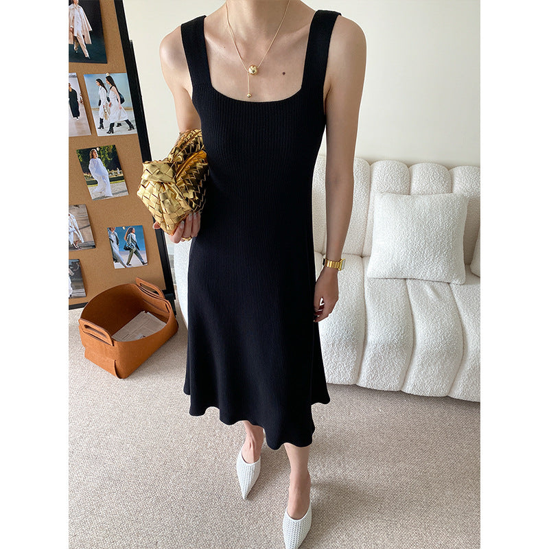 Damen Midi-Kleid mit stilvollem Quadrat-Ausschnitt und fließendem Schnitt Drune