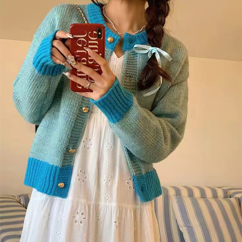 Damen Strickjacke mit kunstvollem Muster und farbigen Akzenten Drune