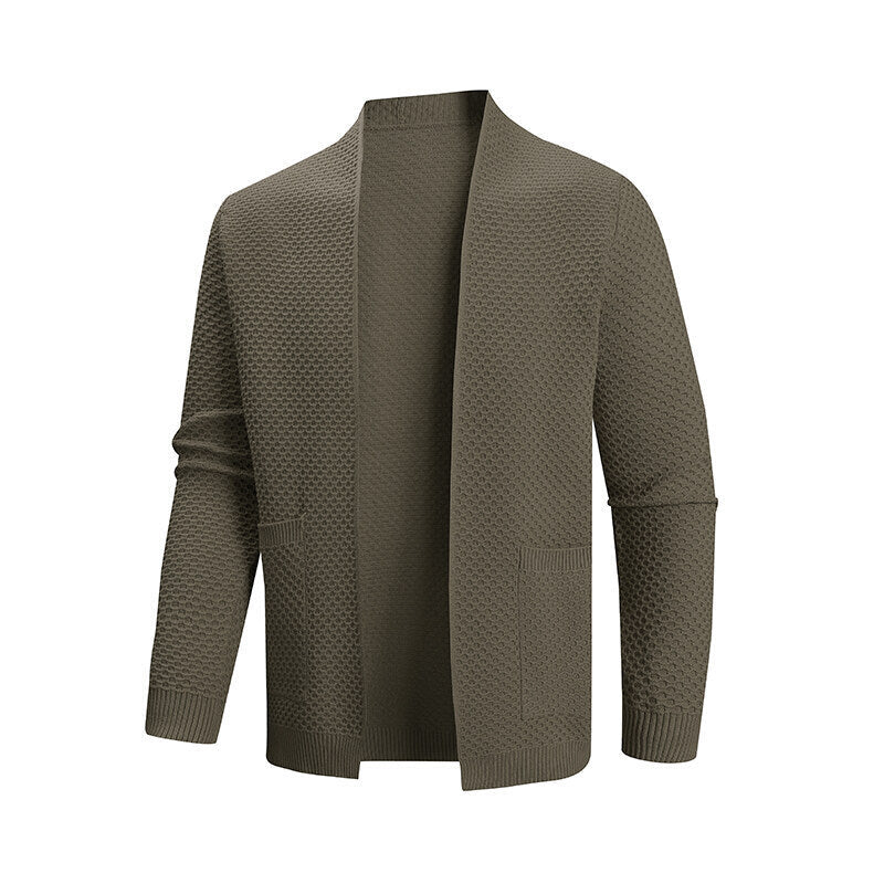 Herren Strickjacke mit offenem Kragen Drune