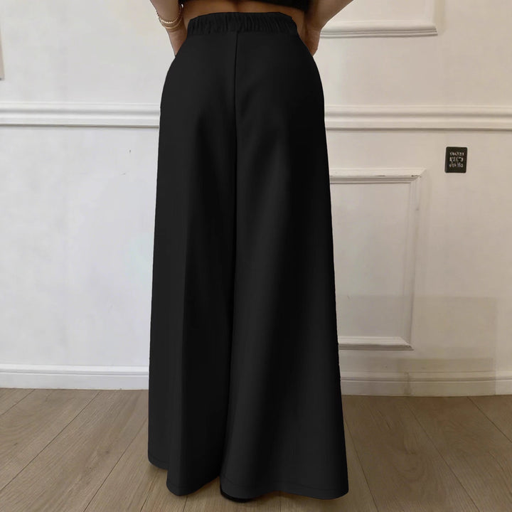 Damen Palazzo‑Hose mit hohem Elastikbund, weitem Bein und Seitentaschen Drune