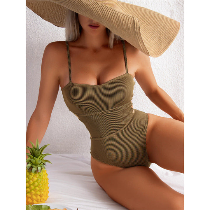 Damen Einteiler Badeanzug mit elegantem Rippendesign und figurschmeichelnder Silhouette Drune